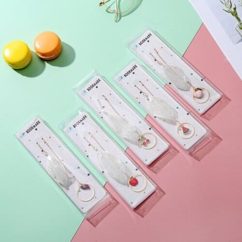 1pc Fruit Leaves Pendant Bookmarks Creative Exquisite Mini Metal Art Pattern Book Mark Page Folder Marker Office School Supplies