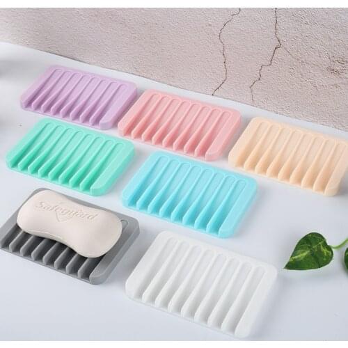 1 Pcs Silicone Soap Dish Storage Holder Flexible Bathroom Fixtures Tray Soapbox Soap Dishes Plate Holder