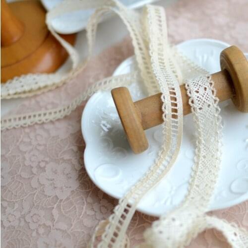 2 Meters 100% Cotton Beige Embroidered Lace Trim Ribbon Fabric DIY Handmade Craft Clothes Sewing Accessories Supplies