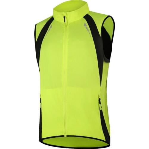 2021 Mens Windproof Cycling Vest Reflective Wind Vest Light Running Sleeveless Gilet