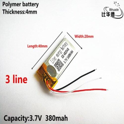 3 line Good Qulity 3.7V,380mAH,402040 Polymer lithium ion / Li-ion battery for TOY,POWER BANK,GPS,mp3,mp4