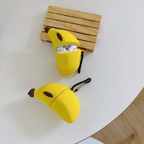 3D Banana Cartoon Wireless Bluetooth Earphone Case For Airpods 1/2 Charging Box Silicone Soft Protective Case For Airpods Pro