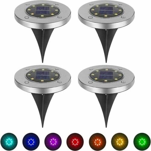 4 Pcs 8 LED Warm White Lamp Solar Powered Waterproof Outdoor Garden Floor Spotlights Lawn Courtyard Steps Decoration Lamp