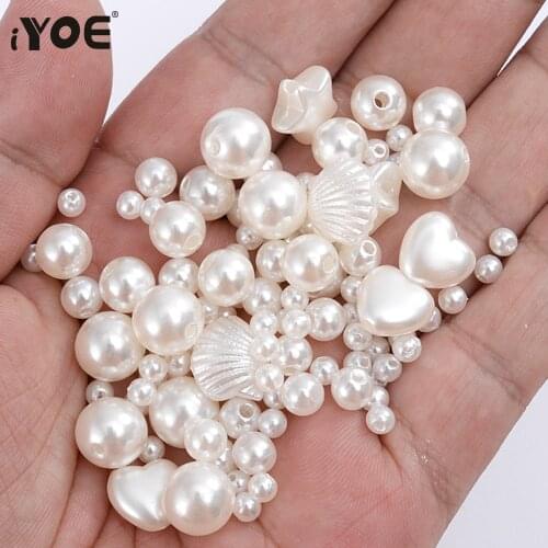 50-200pcs Shell Heart Beads Imitation Pearl Acrylic Beads For Jewelry Making Classic Loose Spacer Beads DIY Needlework Handcraft
