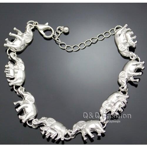 African Elephant Baby Hindu Ganesh Charms Link Chain Bead Tiny Cute Bangle Bracelet Jewelry New Gold Silver Plated Trendy Unisex