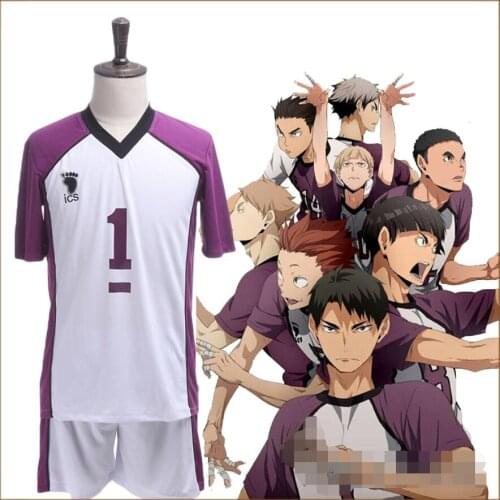 Anime haikyuu!! cosplay Halloween cartoon Unisex Sportswear uniform cosplay costume No.1 3 5 8 10 top+pants male female