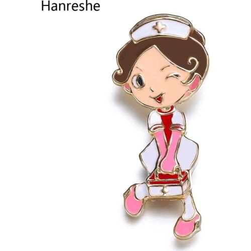 Cute Cartoon Nurse Medical Staff Enamel Brooch Pin Human Shape Exquisite Creative Girl Pins Medical Jewelry Lapel Accessories