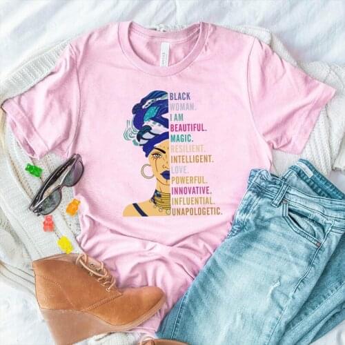 Calelinka New Melanin Shades Black Pride Short Sleeve Tshirts For Women Plus Size Cotton Round Neck Black Lives Matter Shirts