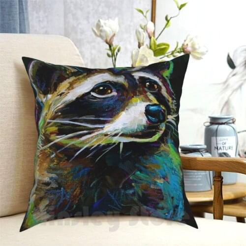Colorful Raccoon Painting Pillow Case Printed Home Soft DIY Pillow cover Raccoon Cute Animals Bandit Rocket Trash Panda
