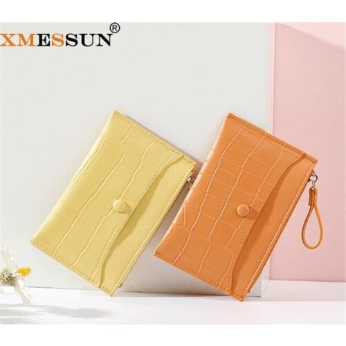 XMESSUN 2021 Genuine Leather ID Card Holder Fashion New Crocodile Pattern Credit Card ID Card Holder Coin Purse INS K333