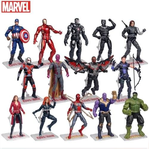 Marvel Super Heroes Avengers Thanos Black Panther Captain America Thor Iron Man Spiderman Hulkbuster Hulk Action Figure 17cm