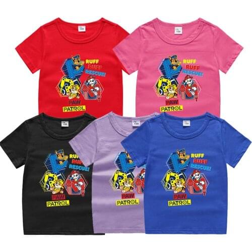 Paw Patrol Chase Marshall Sky T- Shirt for Kids Summer Top Tees Boys Girls Funny Anime Tshirt Children Clothing Birthday Gift