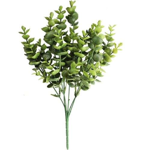 Simulation Plastic Eucalyptus Leaves Fake Plants DIY Wedding Plant Wall Green Leaf with Grass Home Decoration Artificial Grass