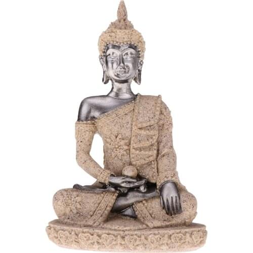 Stone Buddha Statue Meditation Seated Deity Decorative Ornament Collections