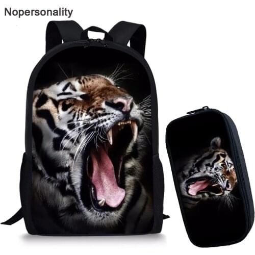 Nopersonality Cool 3d Boys Tiger Head School Bags 16inch Middle School Student Kids Schoolbag Unique Children Bookbag Mochila