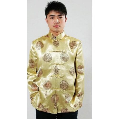Traditional Chinese Mens Kung-Fu Jacket Coat Long Sleeve shirt Blouse S M L XL XXL 3XL Wholesale And Retail Gold 6 Colors