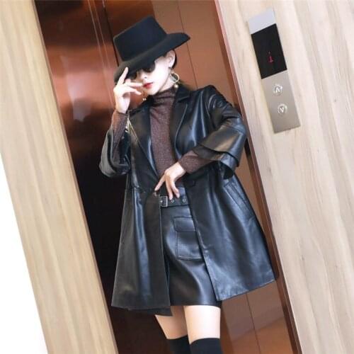 High Quality Genuine Sheepskin Jackets Women Spring Autumn2021 Womens Windbreaker Jacket Korean Simple Coat Female Ropa Zjt2083
