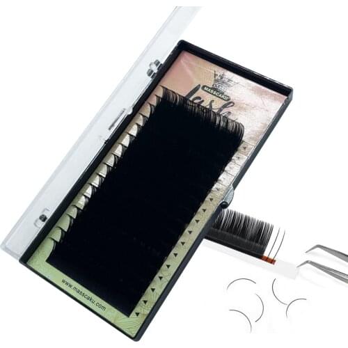 MASSCAKU sell mega volume individual matte lash eyelash trays extension supplies glossy black soft eyelashes for beauty