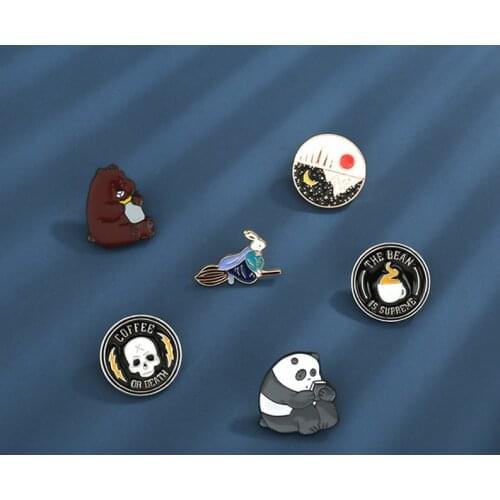 Cute Panda Bear Magic Rabbit Lover Brooch Badge Unisex INS Fashion Gender Pin Decoration Fixed Clothes Pin Accessories