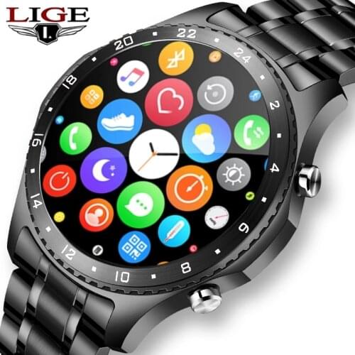 LIGE 2021 New Bluetooth Call Men Smart Watch Full Touch Screen Sports Fitness Watch Waterproof For Android IOS smartwatch Mens