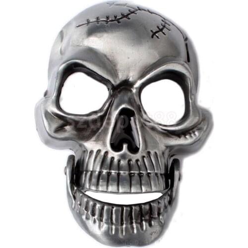 Men Vintage Western Belt Buckle Skull Head with Hinged Jaw Metal Gothic Punk Rock Buckles For Casual Pants