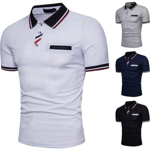 Mens Polo Lapel Button Cotton Blended Color Matching Cotton Blended Casual Fashion Short-Sleeved For Casual Daily Men Clothing