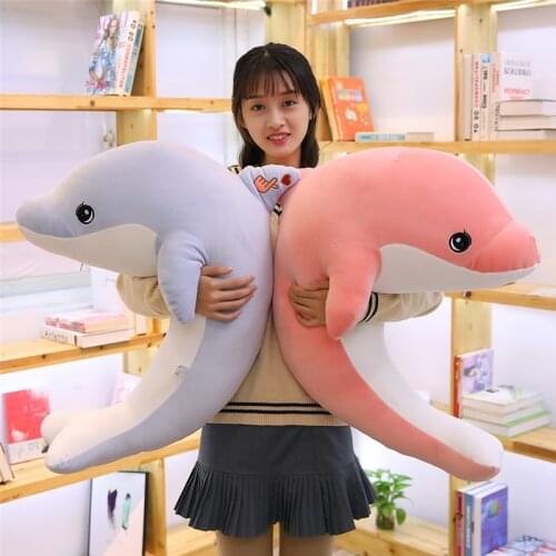 60/90 cm Soft Stuffed dolphin Plush Toy Soft Pillow Cute Cartoon Ocean Animal Dolphin Cushion Doll for Kids Childrens Gift