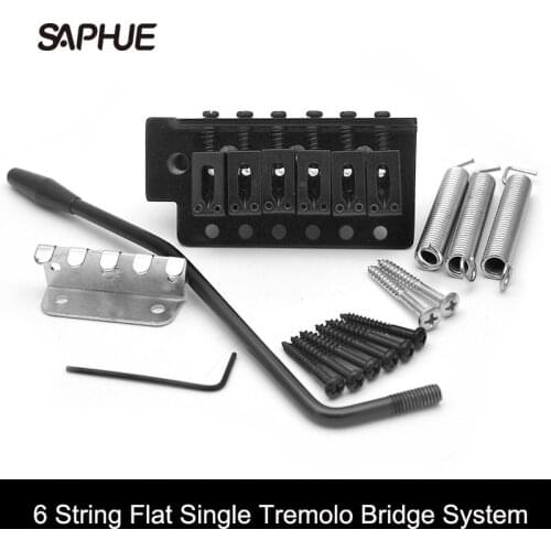 A Set Right handed 6 String Flat Saddle Single Tremolo Guitar Bridge System for Electric Guitar Black Chrome