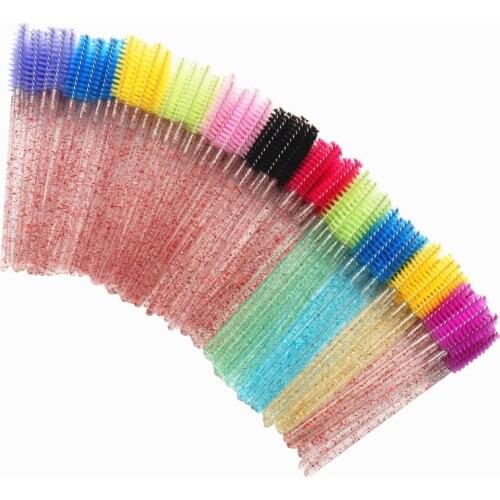 1/50pcs Shiny Disposable Eyelash Applicator Wands Curler Brush Set Mascara Eyebrow Spoolers - Comb Wands Spoolies Brushes