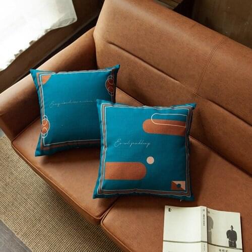 INS Nordic blue coffee sofa decorative cushion cover 45*45 geometric square pillow cover bedroom chair offcie home pillowcase