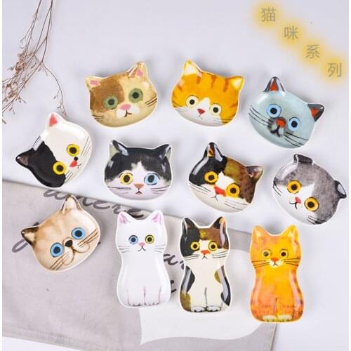 New Japanese ceramic dish cute cartoon cat saucer sauce creative face plate home free shipping