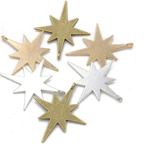 20 PCS 35*40mm Three Color Charm Octagonal Star Christmas Pendant Metal Alloy DIY Jewelry Necklace Accessories