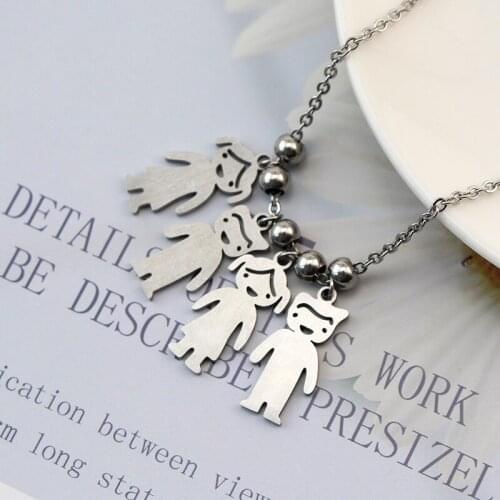 Engraved Name Date Child Family Necklace Boy Girl Kid Pendant Charm Stainless Steel Gold Color For Women Man Gift Beads Jewelry