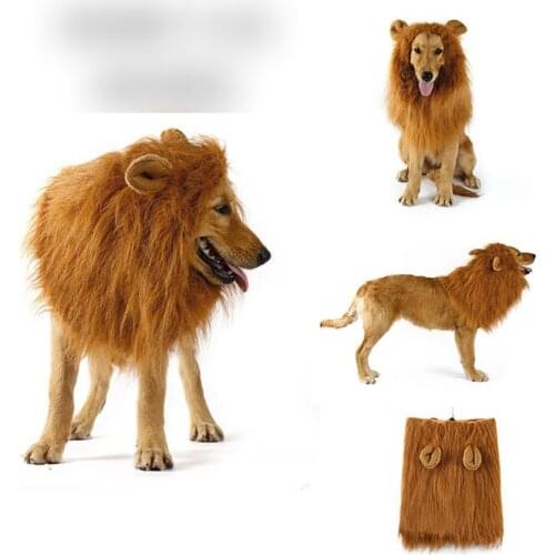 Pet Wig Lion Headgear Funny Halloween Makeover Cat and Dog Creative Bib Halloween Supplies