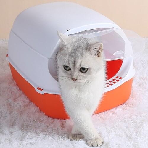 Fully Enclosed Cat Litter Box Toilet Pets Folding Training Tray For Small Animal Removable Washable Multifunctional