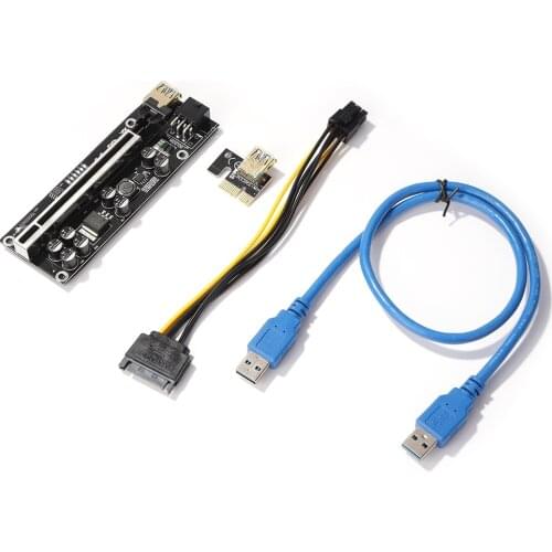 010Splus USB3.0 PCI-E Riser VER 009S PLUS Express 1X 4x8x 16x Extender pcie Riser Adapter Card SATA 15pin to 6pin Power