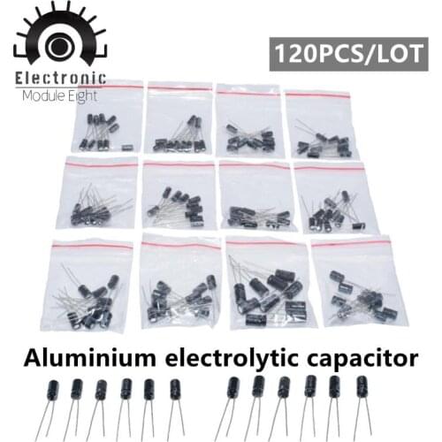 SAMIORE ROBOT 1set of 120pcs 12 values 0.22UF-470UF Aluminum electrolytic capacitor assortment kit set pack Orginal best quality