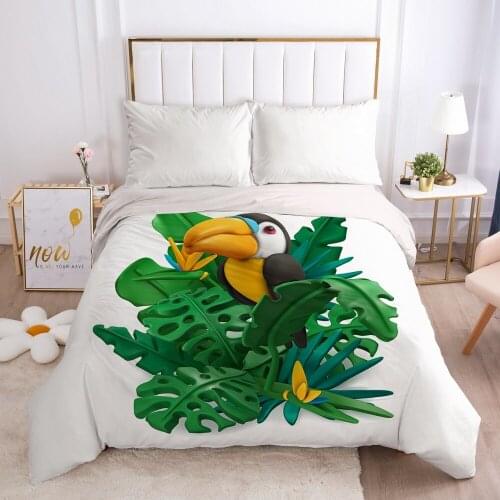 Luxury Duvet cover Quilt/Blanket/Comfortable Case Single Double Queen King Bedding 140x200 240x220 240x260 nordic parrot