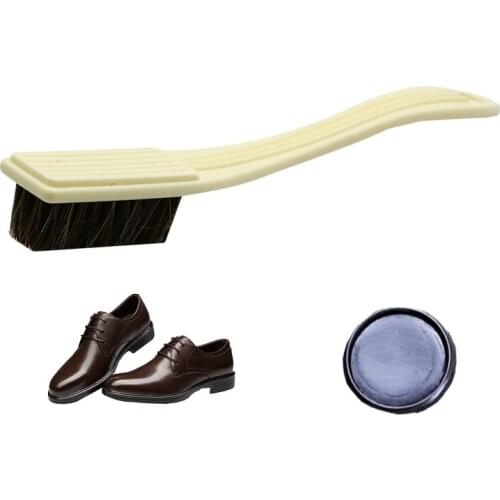 Long Handle Horsehair Shoe Brush Bootpolish Cleaning Brush For Suede Nubuck Boot Polish Natural Leather Soft Polishing Tool