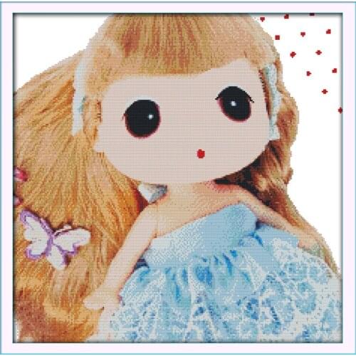 Confused doll (2) cross stitch kit 14ct 11ct count print canvas stitching embroidery DIY handmade needlework