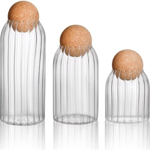 Glass bottle storage round ball cork stopper lead-free jar coffee bean sealed dried fruit grains transparent creative tea cans