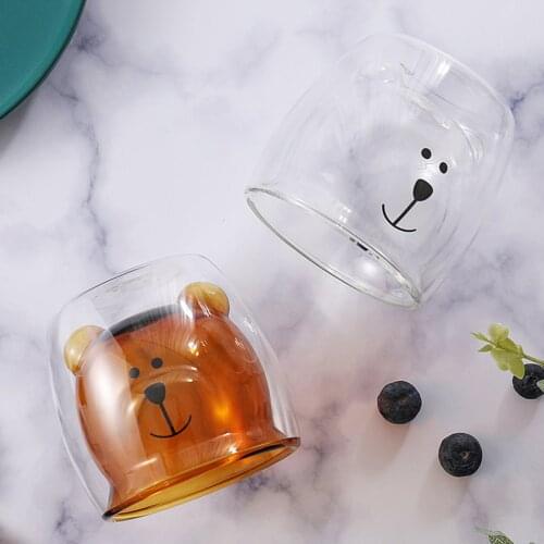 Lightweight Double Glass Inner Layer Vacuum Anti-scalding Family Cute and Creative Bear Cup
