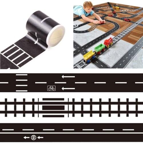 Creative DIY Highway Railway Paper Tape Floor Stickers Removable Track Road Childrens Traffic Car Toy Glue House Decoration