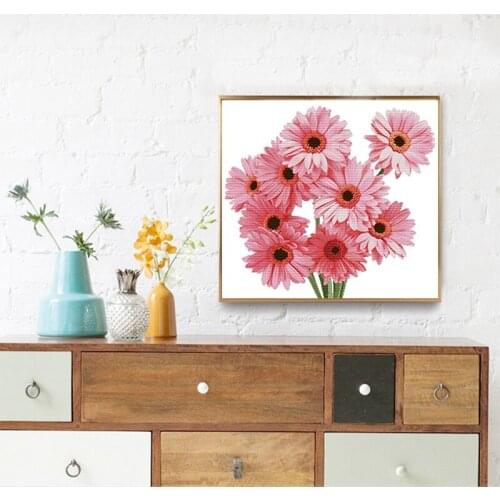 Cross stitch broderie stitch chrysanthemum patterns wall decorations bordado 14ct embroidery fabric canvas dmc cross stitch kits