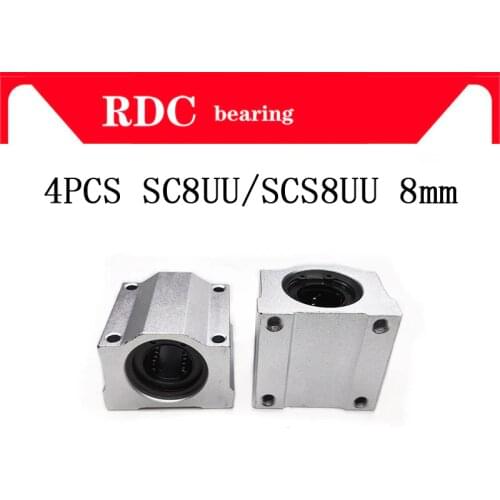 High quality 4pcs SC8UU SCS8UU 8mm Linear ball bearing block with LM8UU bush pillow block linear Free shipping