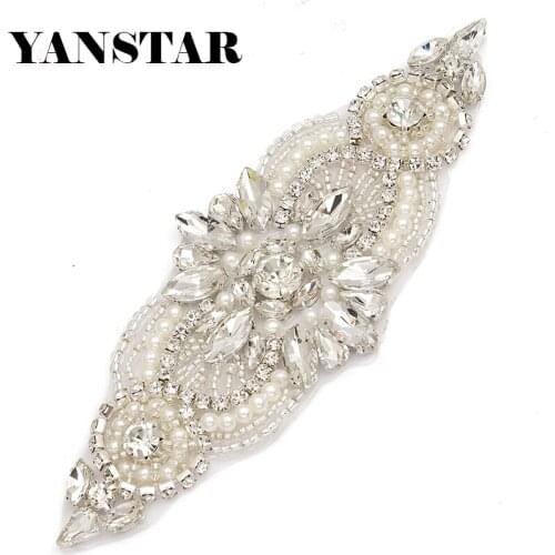 YANSTAR (10pcs) Wholesale Bridal Belt Hand Rose Gold Rhinestones Appliques Accessory Sewing On Wedding Gown Sash DIY YS844