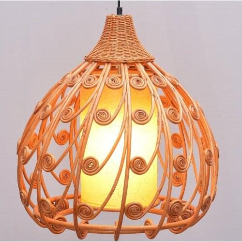 South Asian Rattan Dining Room Pendant Lamp Hand-Made Japanese Restaurant Pendant Lights Country Rustic Hanging Lamps