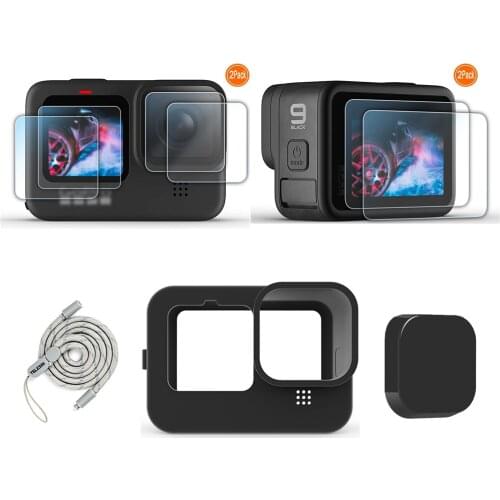 Tempered Glass for GoPro Hero 9 Black Protective Lens Cover Case for Go Pro 9 Protective Accessories Kit