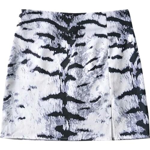 Women Tie-Dye Printed Slit Slim Bag Hip Mini Skirt Woman Skirts high fashion mini skirt