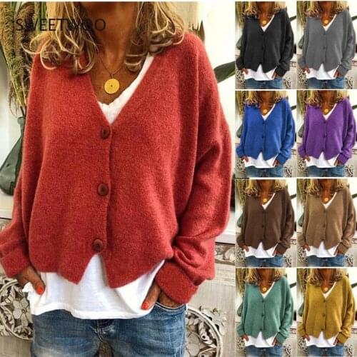 Women Sweaters Cardigan Solid Bright Color Autumn Winter Long Sleeve Cardigan for Women Outwear Knitted Sweaters Cardigan Coat